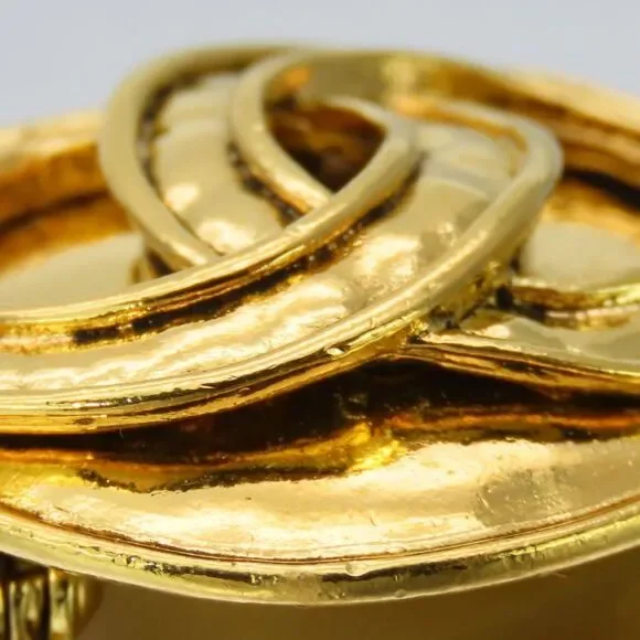 CHANEL Authentic Gold Logo Brooch